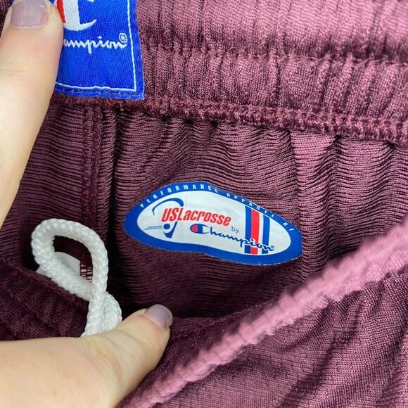 Champion Lacrosse Maroon White Drawstring Elastic Waist Shorts NWOT - Picture 3 of 5